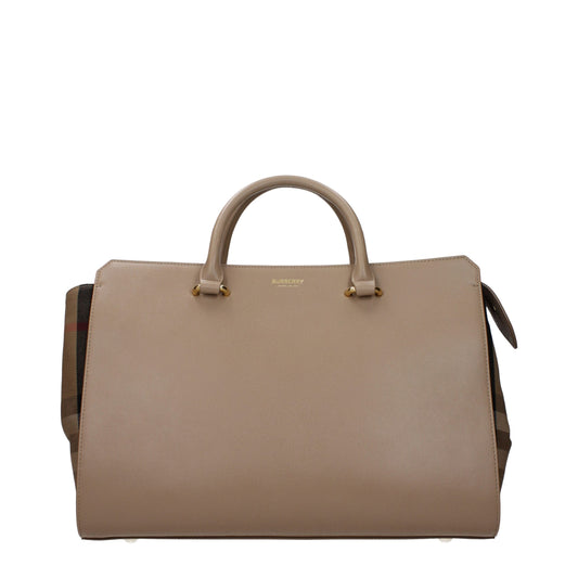 Beige Leather Handbags Burberry
