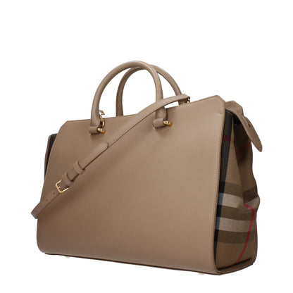 Beige Leather Handbags Burberry