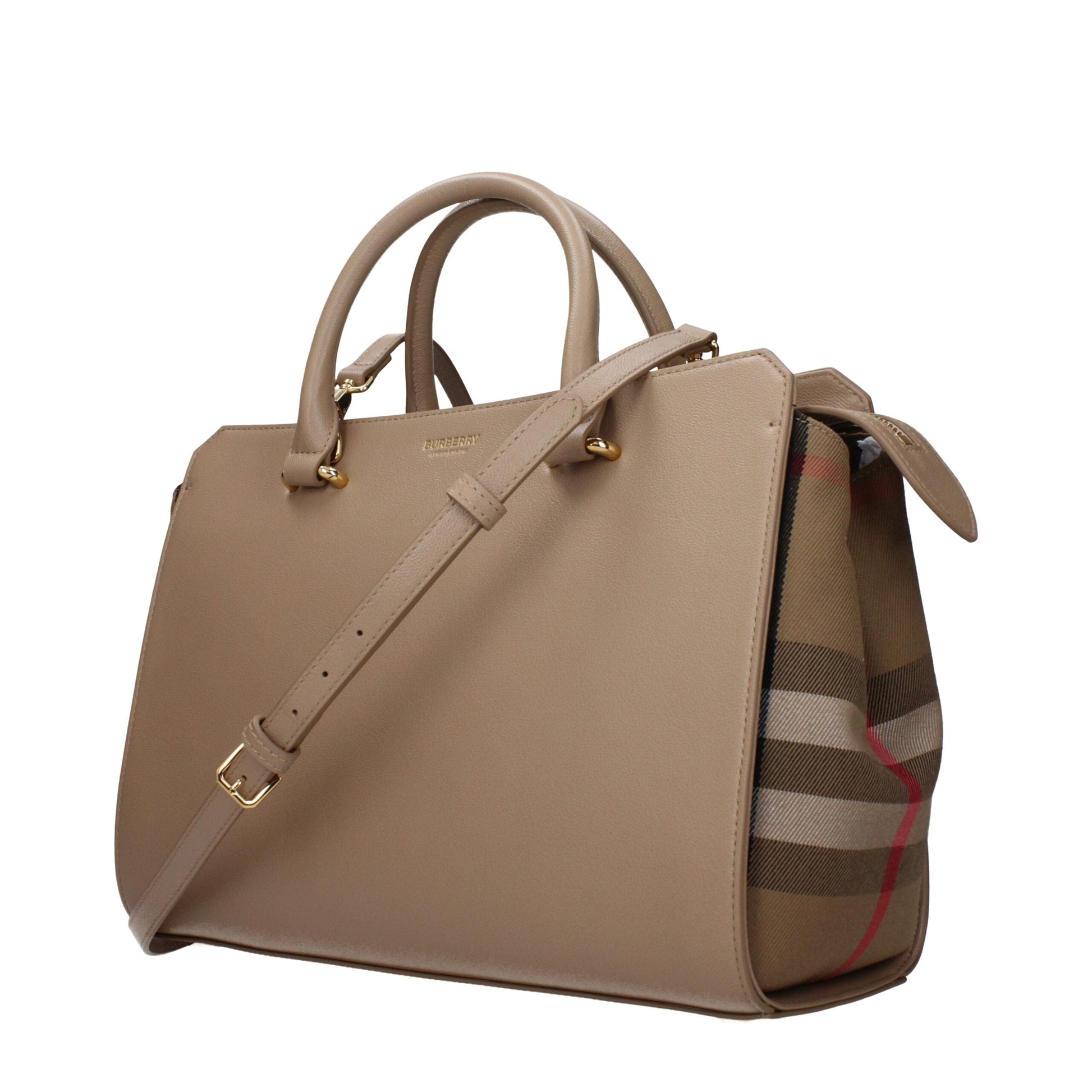 Beige Leather Handbags Burberry