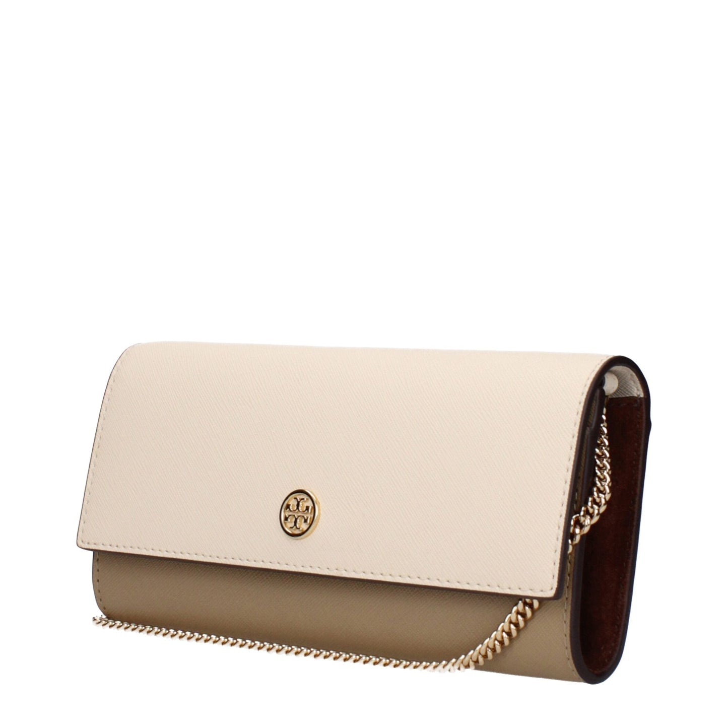 Beige Leather Clutch Bags Tory Burch