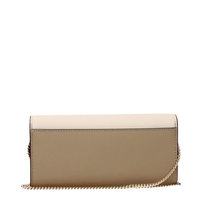 Beige Leather Clutch Bags Tory Burch