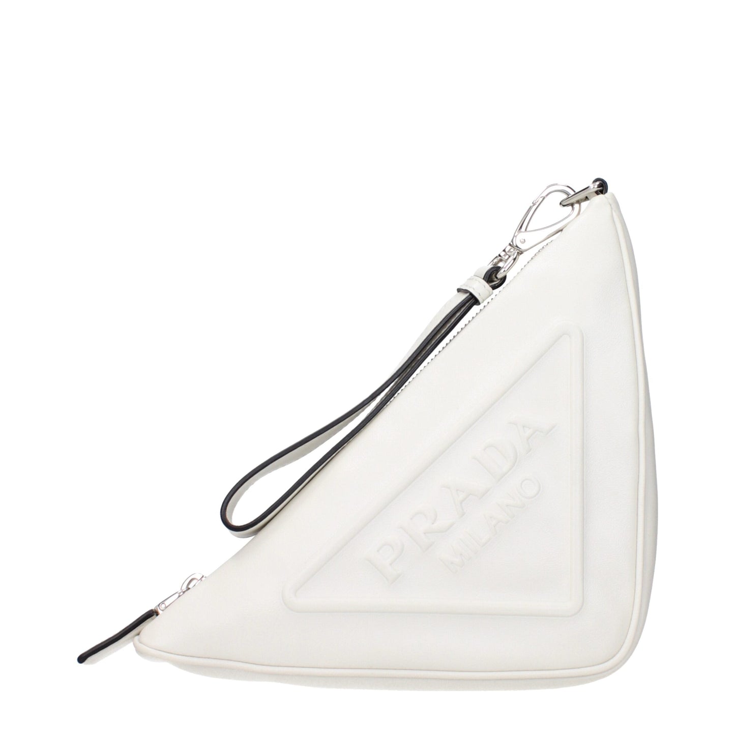 White Leather Clutch Bags Prada