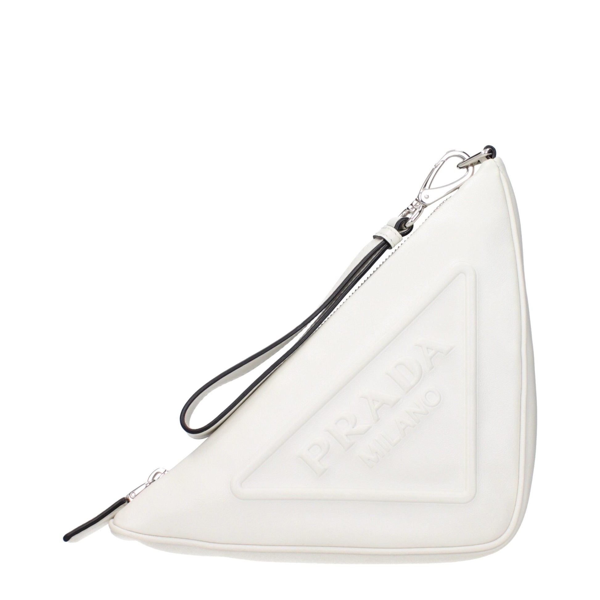 White Leather Clutch Bags Prada