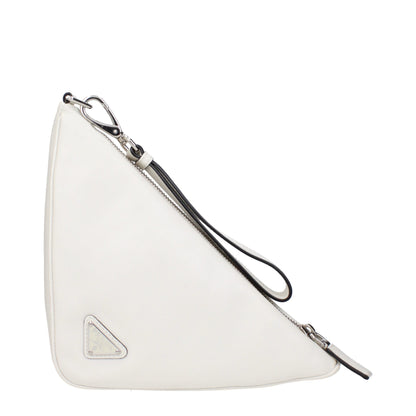 White Leather Clutch Bags Prada
