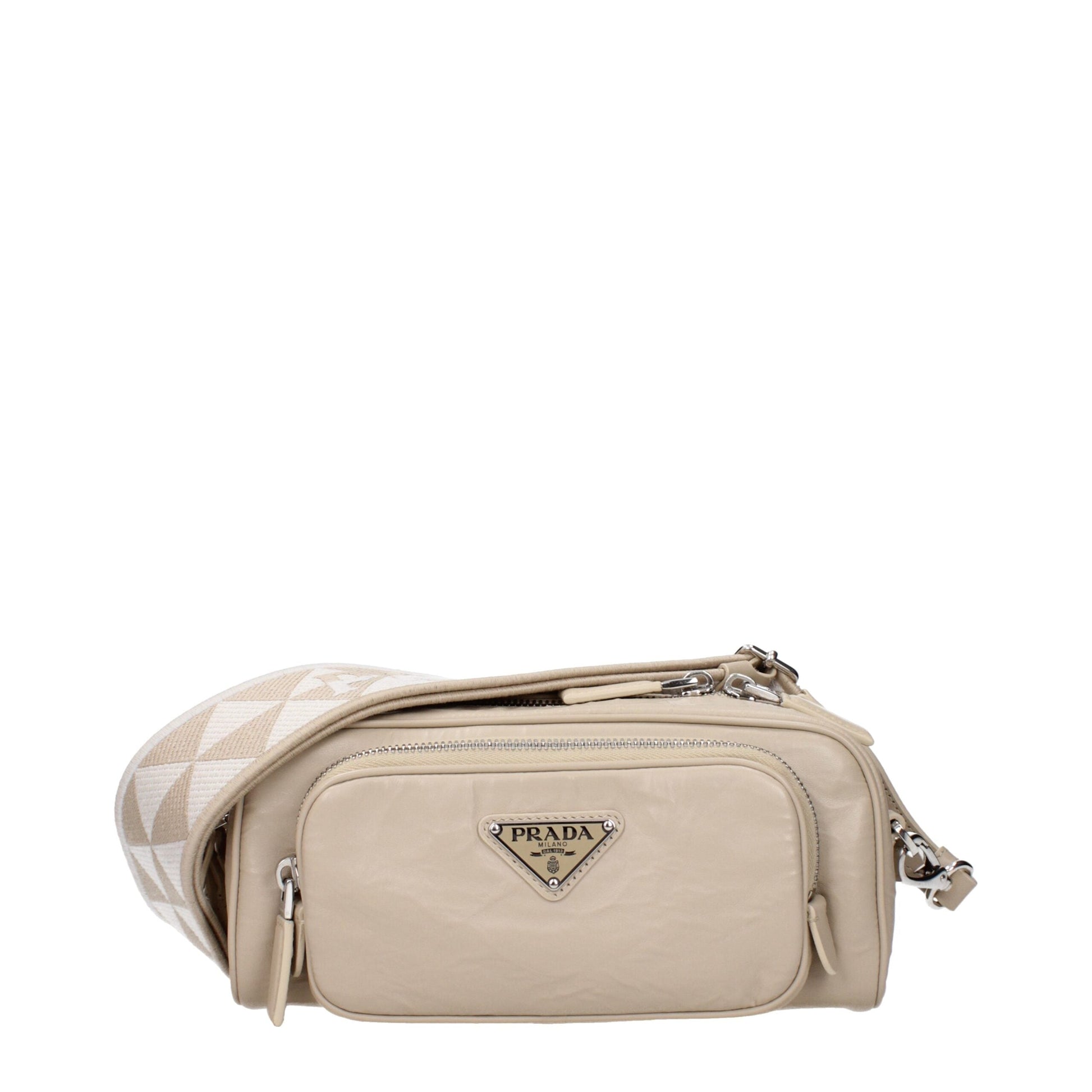 Beige Leather Crossbody Bags Prada