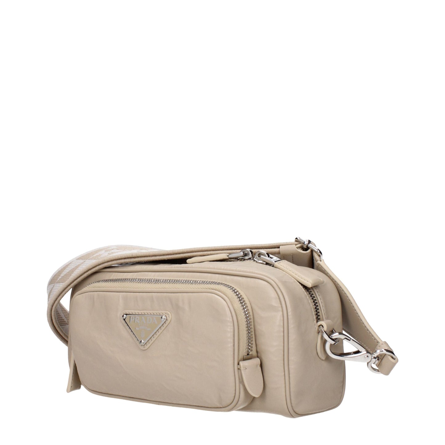 Beige Leather Crossbody Bags Prada