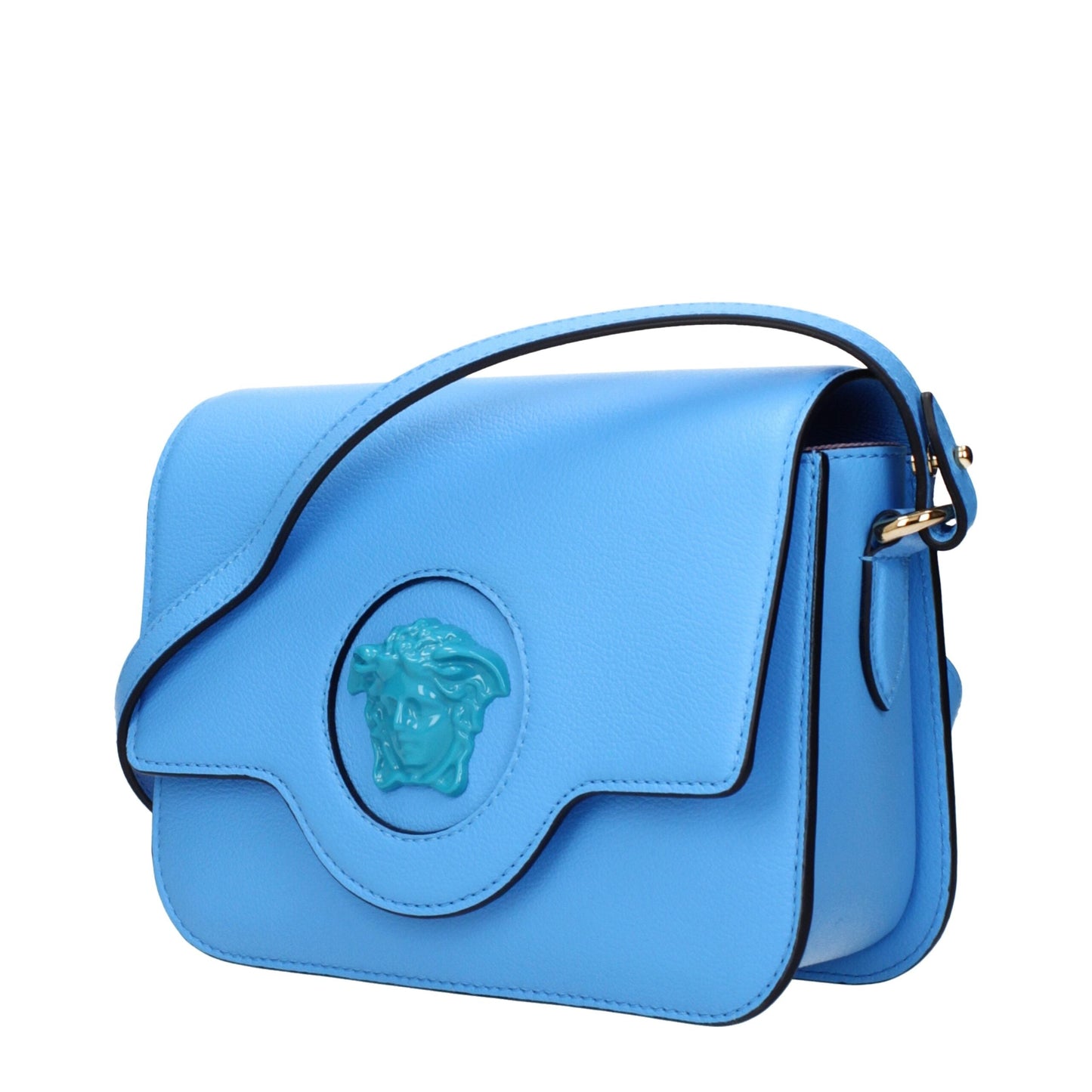 Light Blue Leather Crossbody Bags Versace