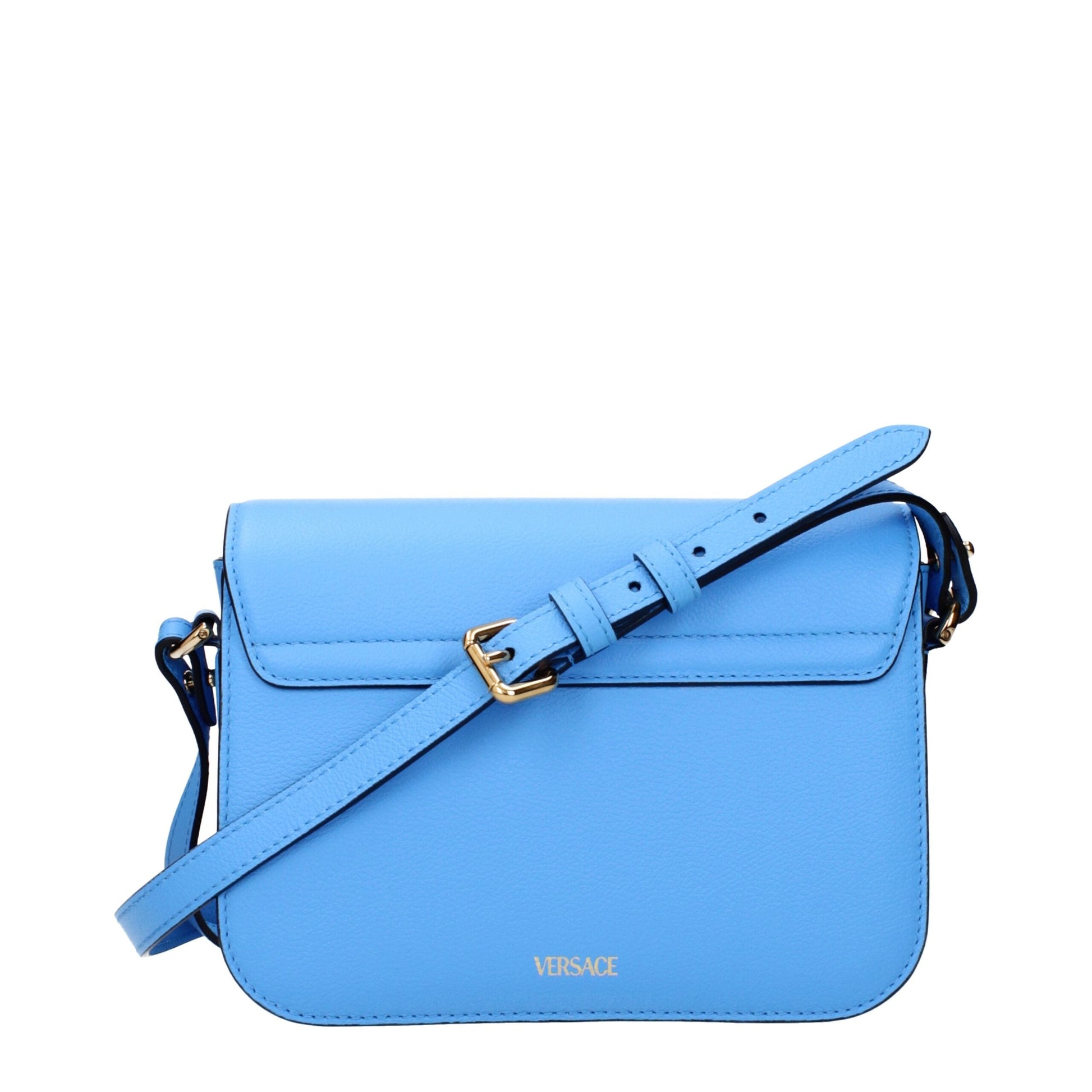 Light Blue Leather Crossbody Bags Versace