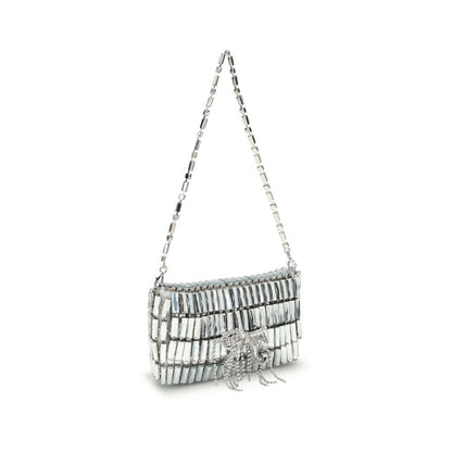 Silver crystal bow mini Shoulder Bag