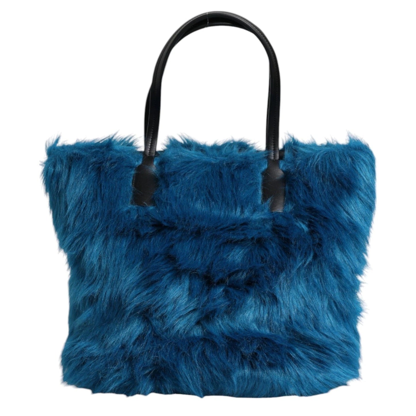 Blue Fur Logo Plaque Double Handle Shoulder Bag Dolce & Gabbana