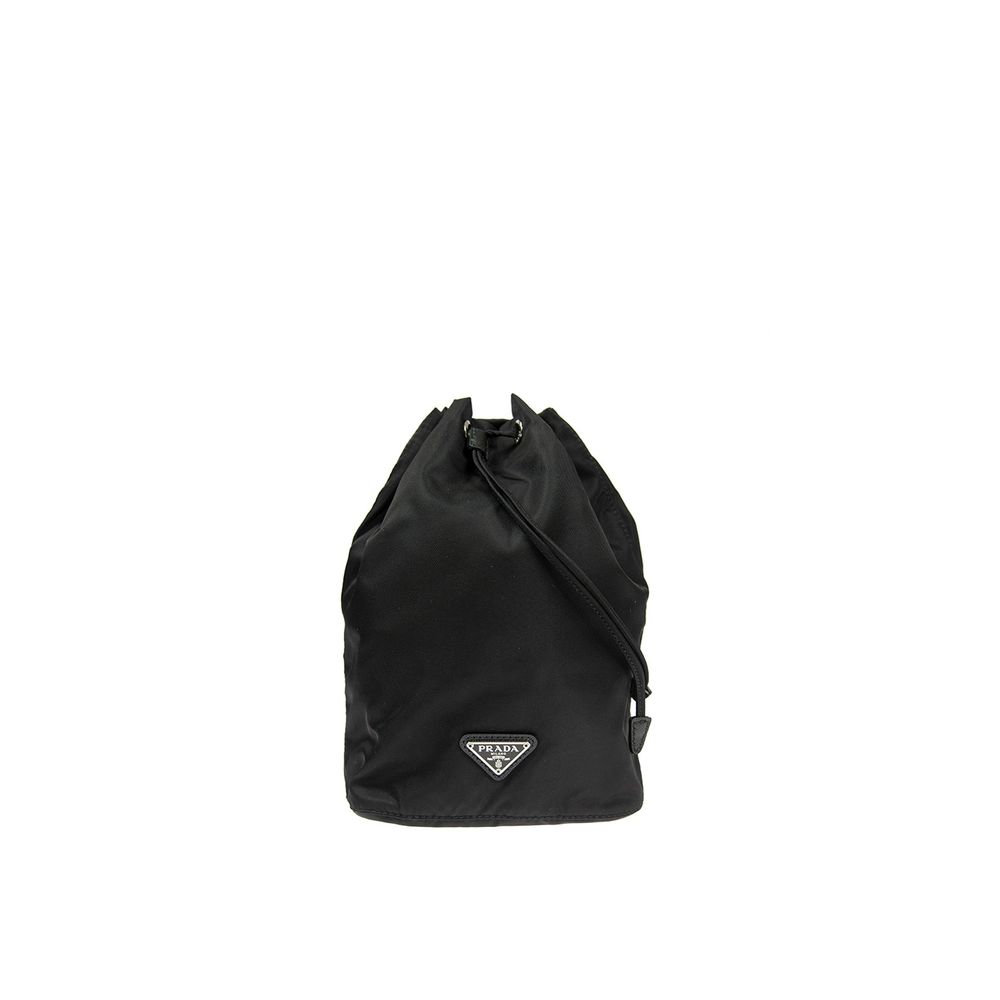 Nylon and Leather Drawstring Pouch