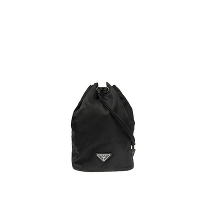 Nylon and Leather Drawstring Pouch