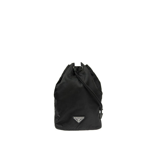 Nylon and Leather Drawstring Pouch