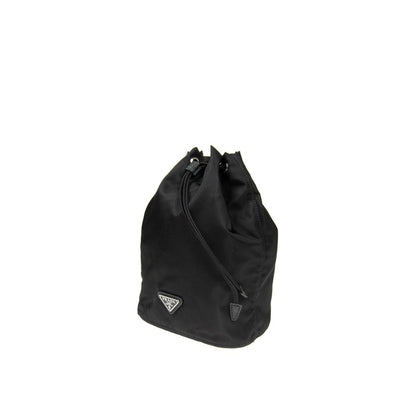Nylon and Leather Drawstring Pouch