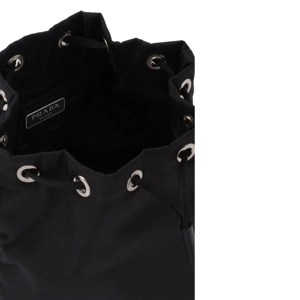 Nylon and Leather Drawstring Pouch