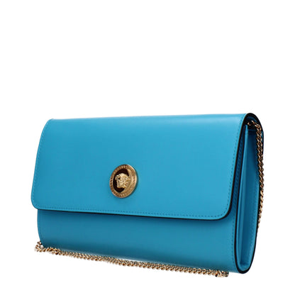 Light Blue Leather Clutch Bags